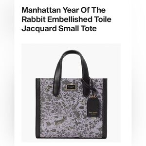 Kate spade year of the rabbit Manhattan embellished toile jacquard small tote